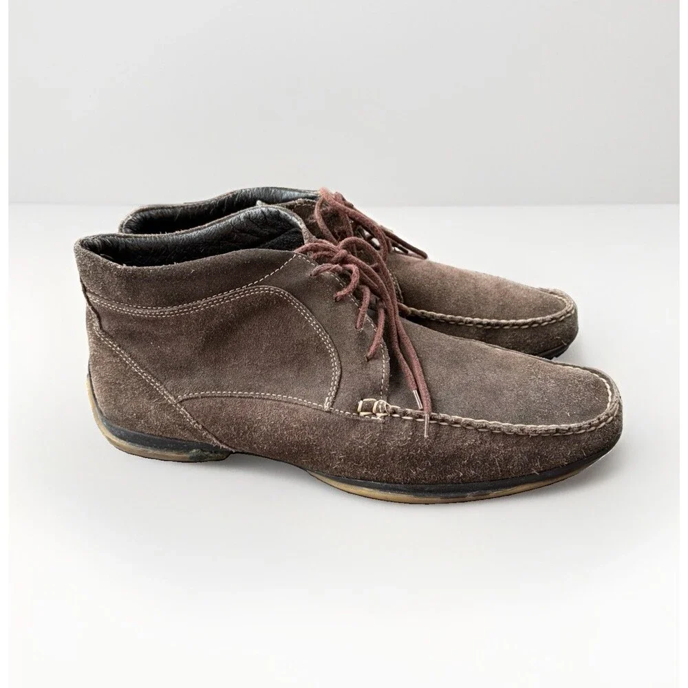 Hamilton Men's Size 43 Brown Suede Chukka Driving Moccasins Lace Up Shoes